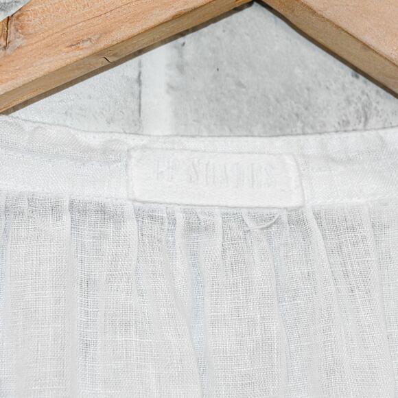 CP SHADES Women's 100% Linen Katie Peasant Top in White Size Small - Picture 3 of 8